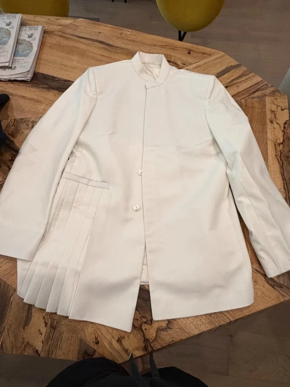 Pernia's Pop Up Bohame Men Milky White Terry Wool Indo-Western Jacket